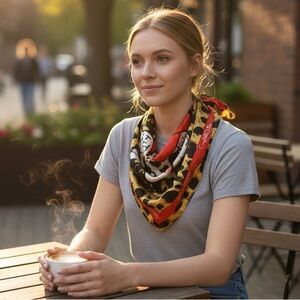 NWT Ed Hardy  Leopard Skull Scarf  Y2K Edgy Leopard Print Wrap 4 Way Wear OS